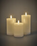 Flamme Flow - LED-ljus, H 15 Ø 7,5 cm, timer - Vit