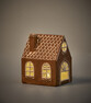 Pepparkakshus - Juldekoration med LED-belysning, 10,4x9x12,9 cm - Brun