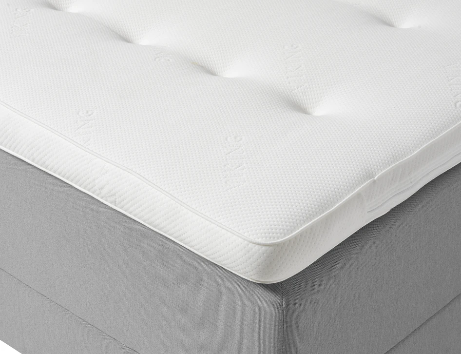 Väderö - Ställbar säng, dubbelsäng med bäddmadrass och sänggavel pikerad - Grå