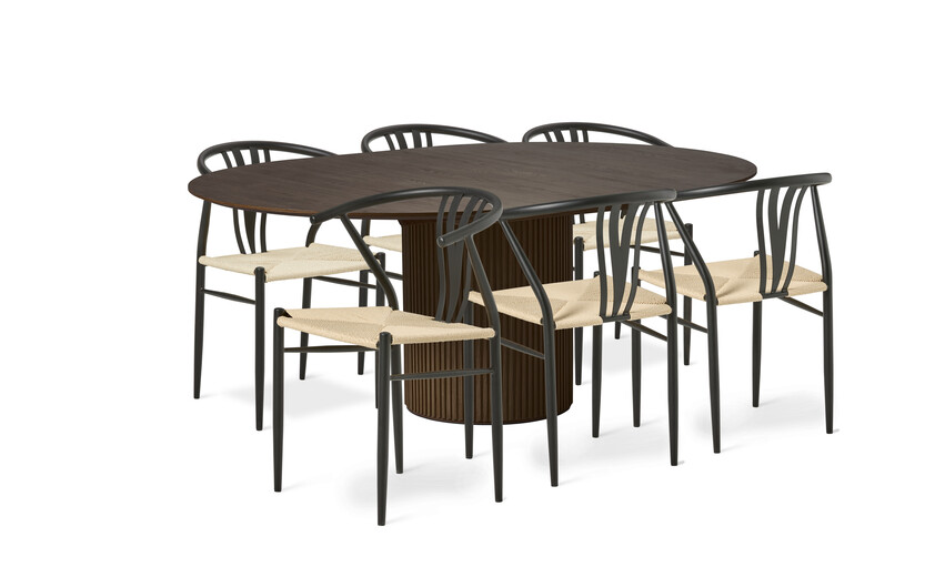 Astrid - Matgrupp med 6 stolar Yngve - Brun