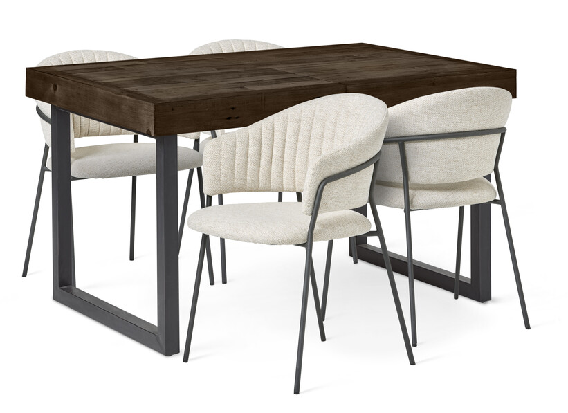 Woodenforge - Matgrupp med 4 karmstolar Sharon - Brun
