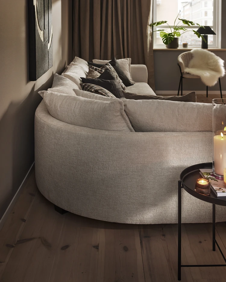 Beverly - 3-sits soffa med rund divan höger - inspiration