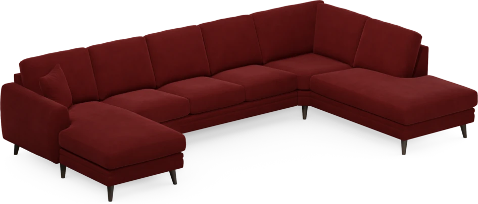 Eden - 3-sits soffa med schäslong vänster och divan höger - Röd