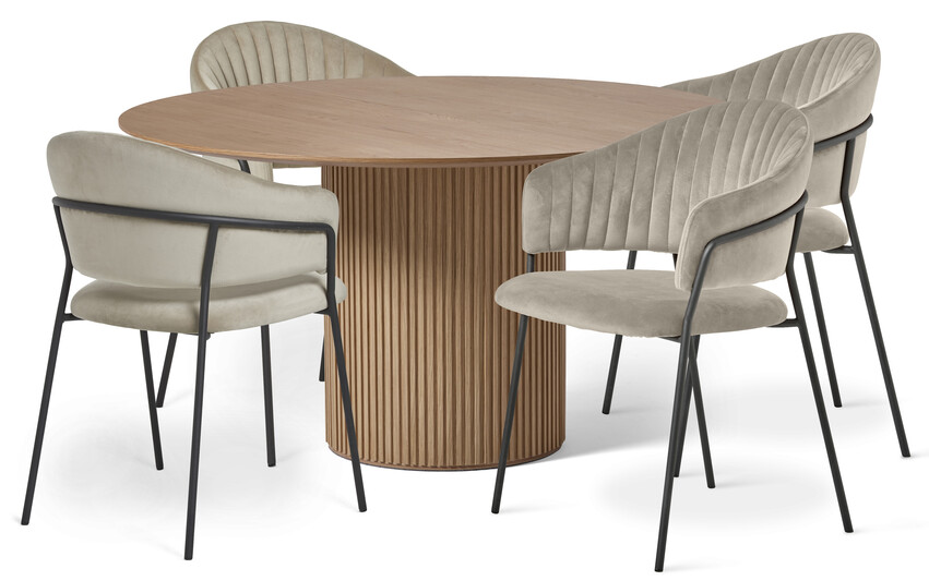 Astrid - Matgrupp med 4 karmstolar Sharon - Beige