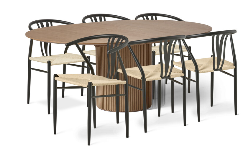 Astrid - Matgrupp med 6 stolar Yngve - Beige