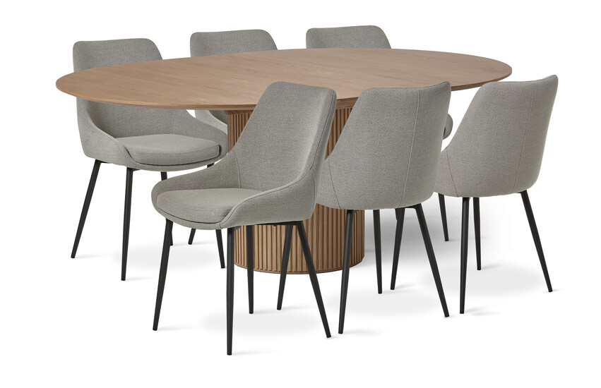 Astrid - Matgrupp med 6 stolar Leon - Beige
