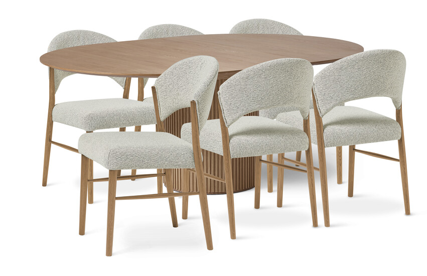 Astrid - Matgrupp med 6 stolar Ebba - Beige
