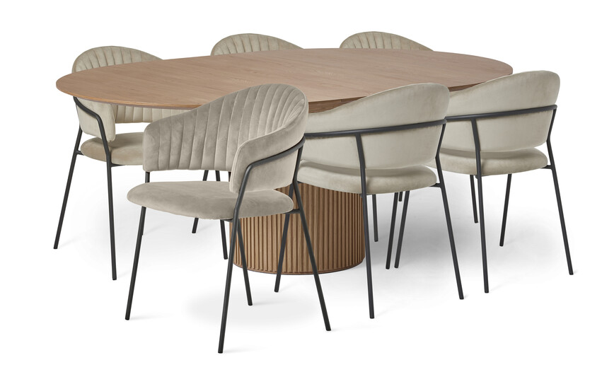 Astrid - Matgrupp med 6 karmstolar Sharon - Beige