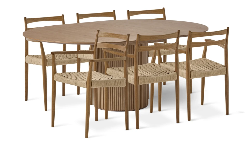 Astrid - Matgrupp med 6 karmstolar Ines - Beige