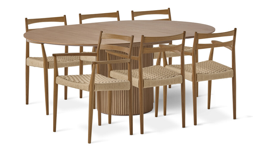 Astrid - Matgrupp med 6 karmstolar Ines - Beige