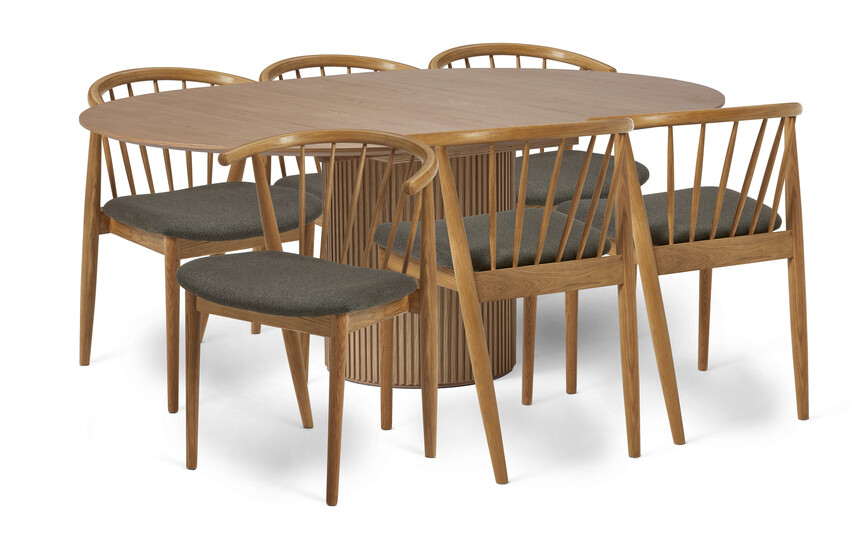 Astrid - Matgrupp med 6 stolar Sixten - Beige