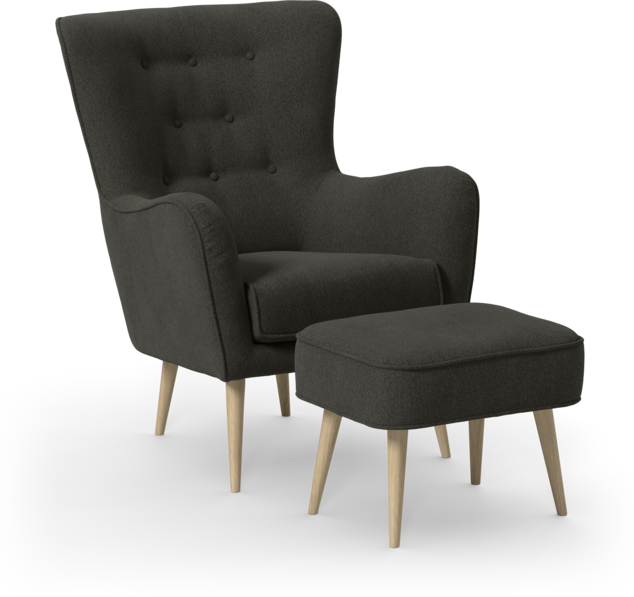 Cordelia - Fåtölj med fotpall - Grå