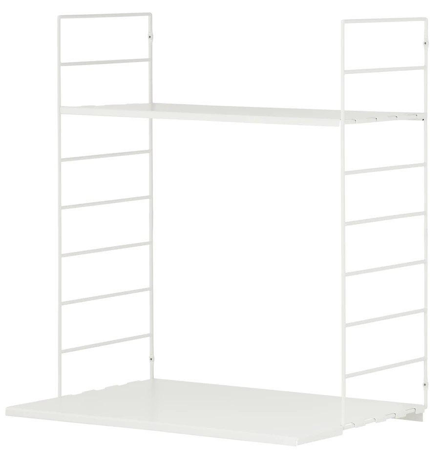 Wera - Vägghylla byggbar med skrivbordsdel, 60x30-45x69 cm - Vit