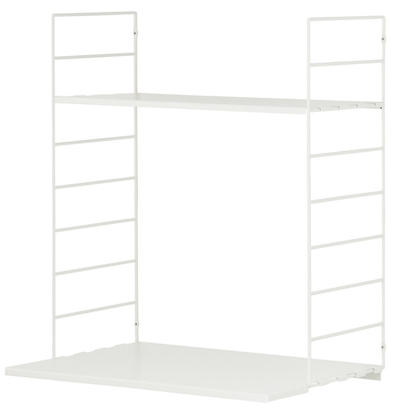 Wera - Vägghylla byggbar med skrivbordsdel, 60x30-45x69 cm - Vit
