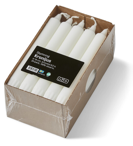 Skymning - Kronljus, H 19 cm, brinntid 6,5 h, 20-pack - Vit