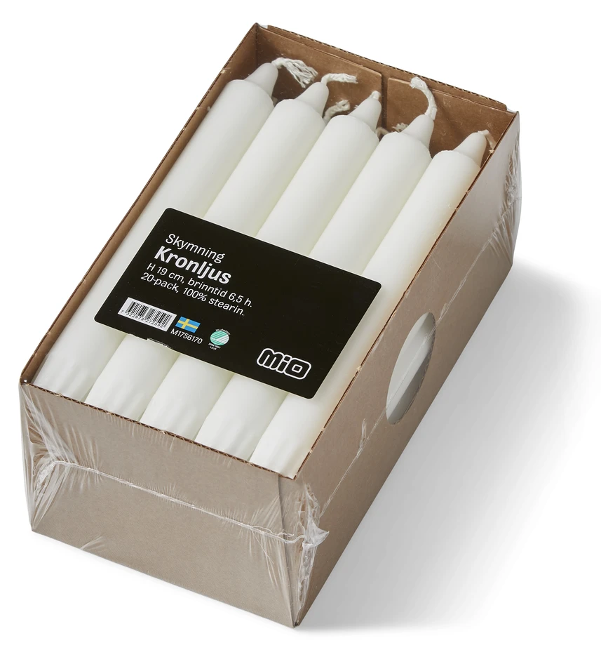 Skymning - Kronljus, 20-pack, H 19 cm, brinntid 6,5 h - Vit