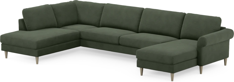 Bridge - 3-sits soffa med divan vänster och schäslong höger - Grön