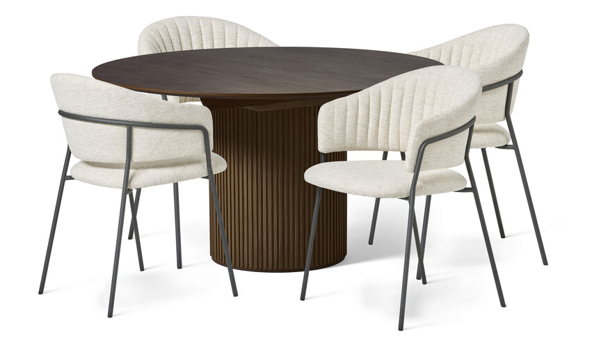 Astrid - Matgrupp med 4 karmstolar Sharon - Beige