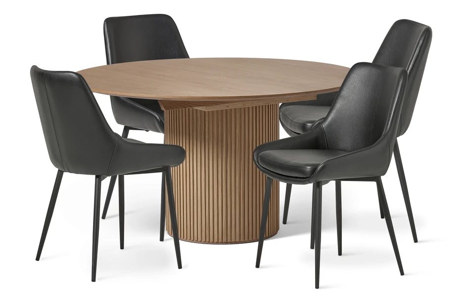 Astrid - Matgrupp med 4 stolar Leon - Svart