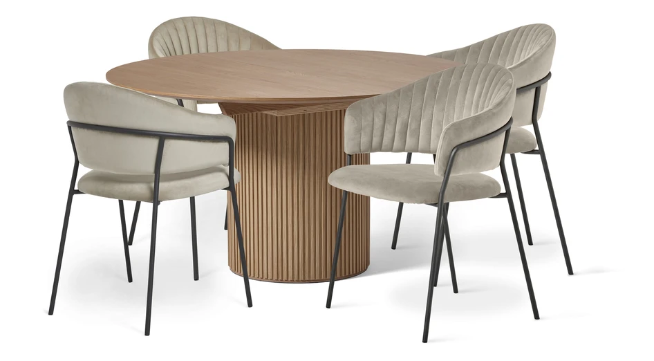 Astrid - Matgrupp med 4 karmstolar Sharon - Beige