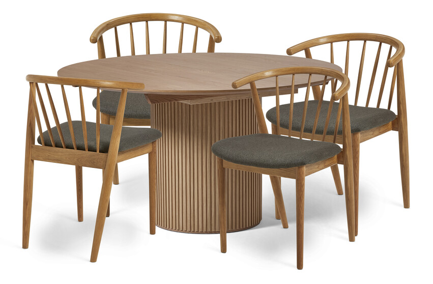 Astrid - Matgrupp med 4 stolar Sixten - Beige