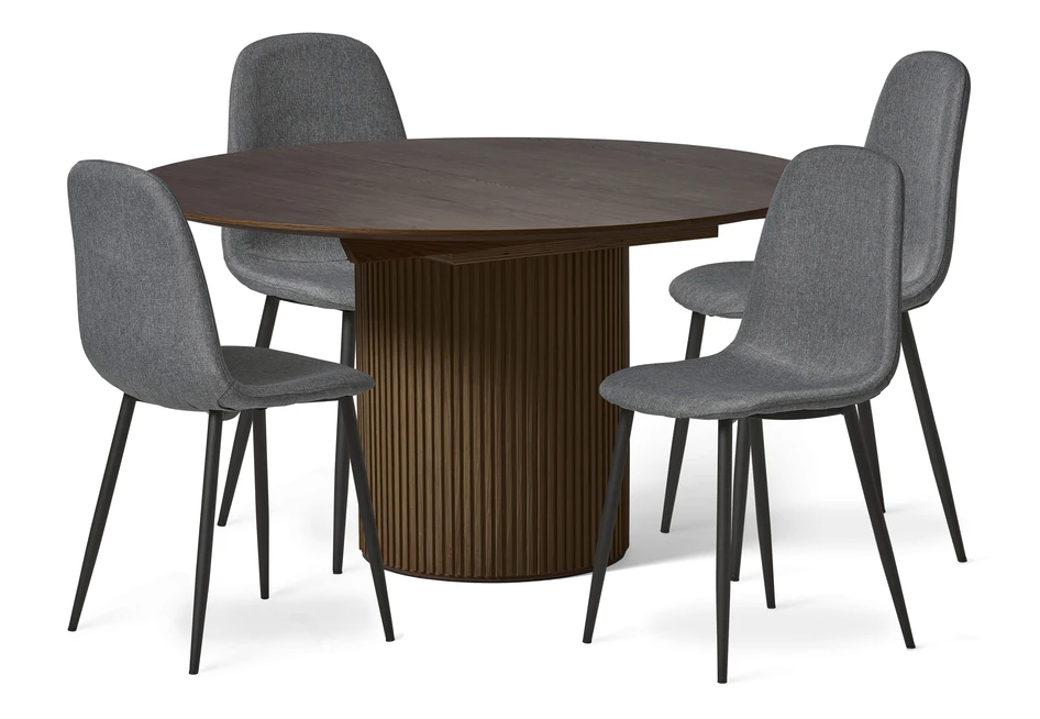 Astrid - Matgrupp med 4 stolar Tracy - Grå