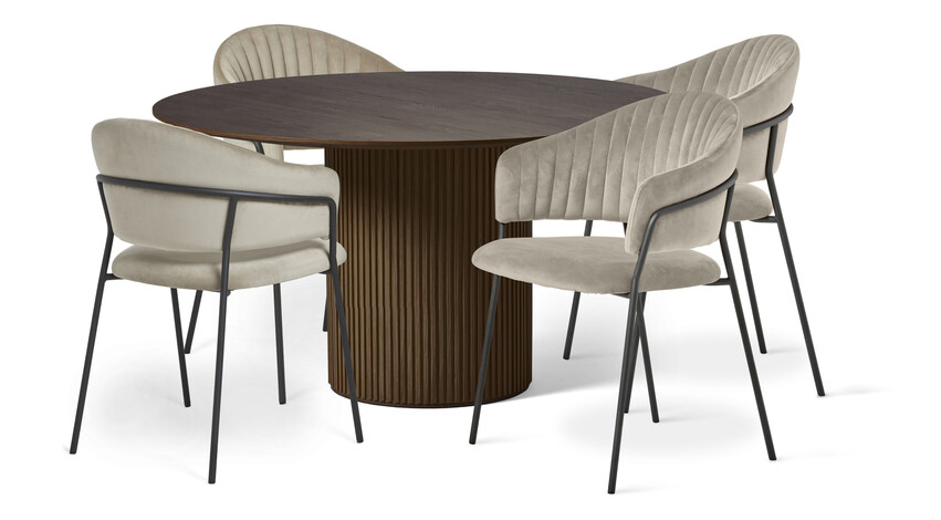 Astrid - Matgrupp med 4 karmstolar Sharon - Beige