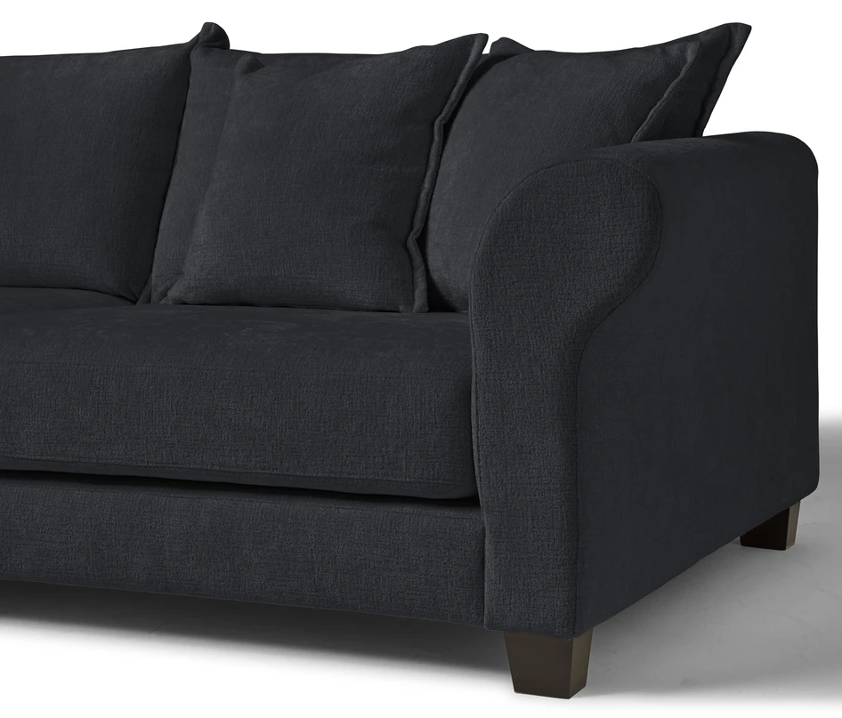Beverly - 3-sits soffa med rund divan vänster - Blå