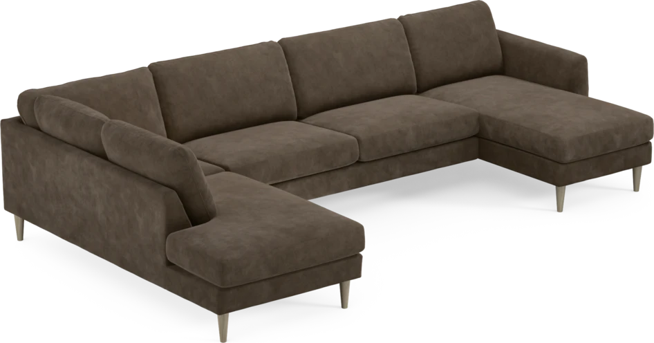 Bridge - 3-sits soffa med divan vänster och schäslong höger - Brun