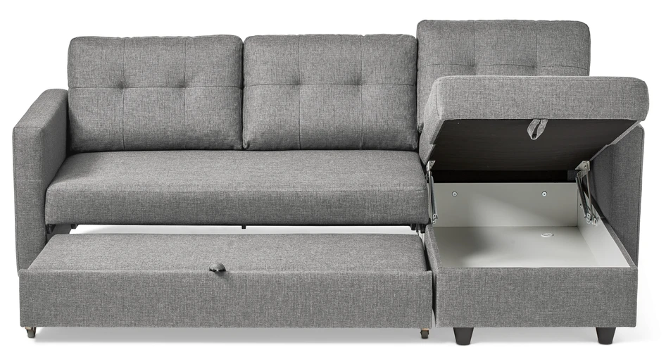 Rio - Bäddsoffa 3-sits med flyttbar schäslong - Grå