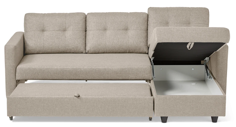 Rio - Bäddsoffa 3-sits med flyttbar schäslong - Beige
