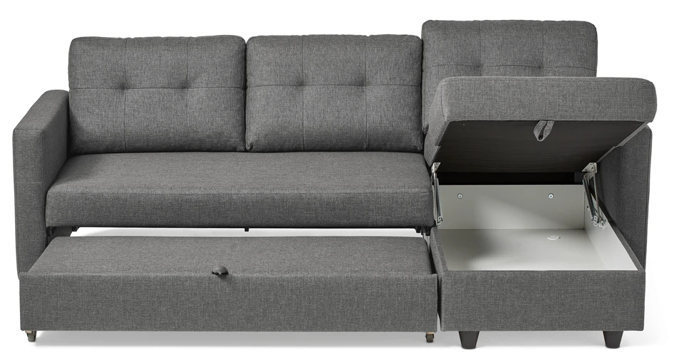 Rio - Bäddsoffa 3-sits med flyttbar schäslong - Grå
