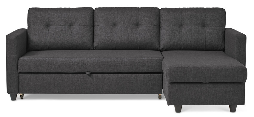 Rio - Bäddsoffa 3-sits med flyttbar schäslong - Svart