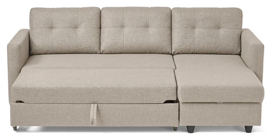 Rio - Bäddsoffa 3-sits med flyttbar schäslong - Beige