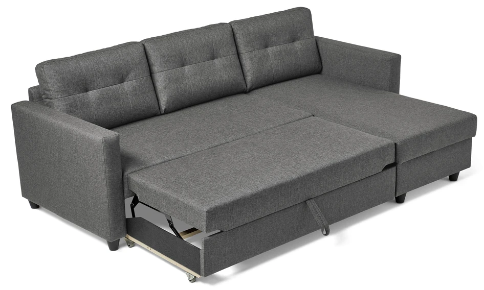 Rio - Bäddsoffa 3-sits med flyttbar schäslong - Grå