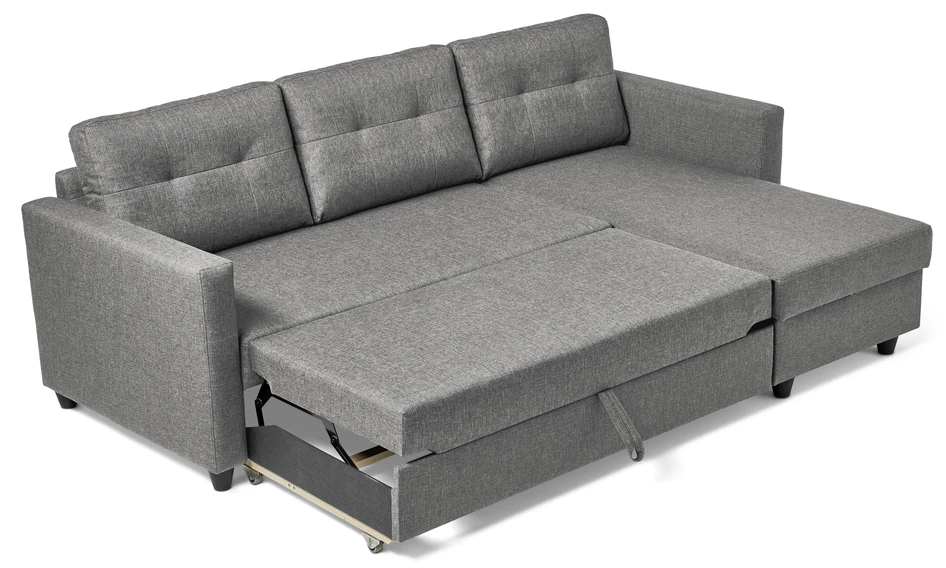 Rio - Bäddsoffa 3-sits med flyttbar schäslong - Grå