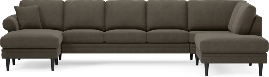 Eden - 3-sits soffa med schäslong vänster och divan höger - Brun