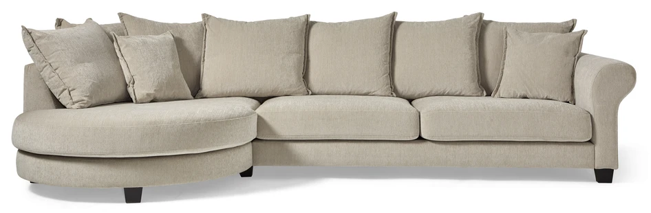 Beverly - 3-sits soffa med rund divan vänster - Beige