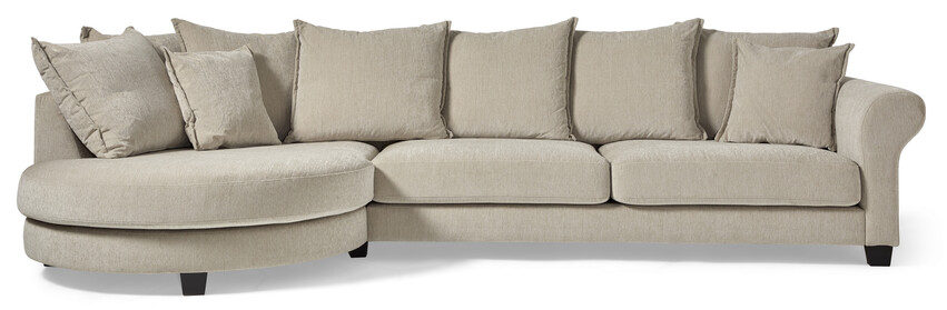 Beverly - 3-sits soffa med rund divan vänster - Beige