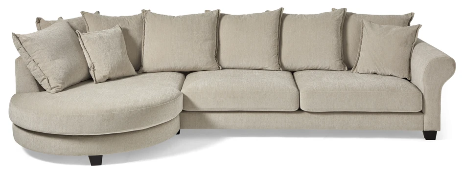 Beverly - 3-sits soffa med rund divan vänster - Beige