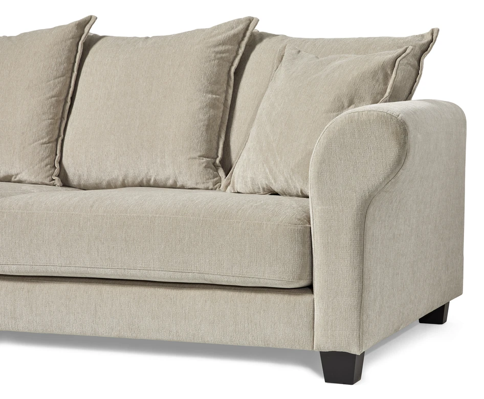 Beverly - 3-sits soffa med rund divan vänster - Beige