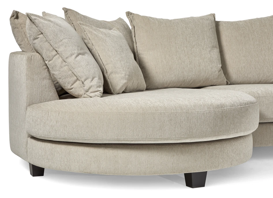 Beverly - 3-sits soffa med rund divan vänster - Beige