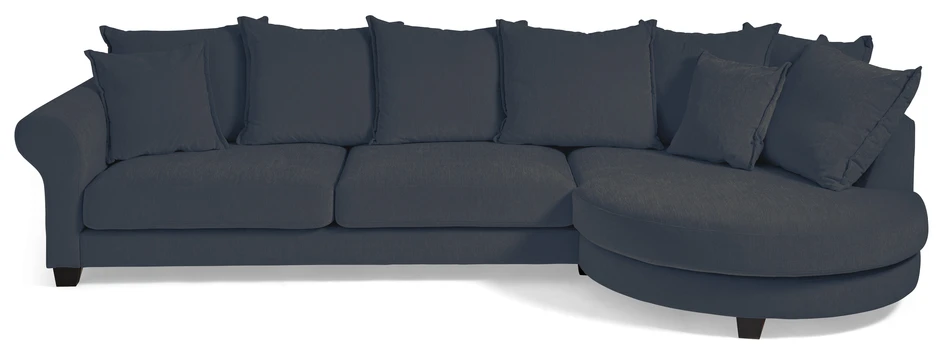 Beverly - 3-sits med rund divan höger - Blå