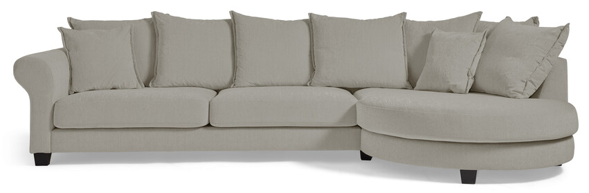 Beverly - 3-sits soffa med rund divan höger - Grå