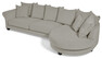 Beverly - 3-sits soffa med rund divan höger - Grå