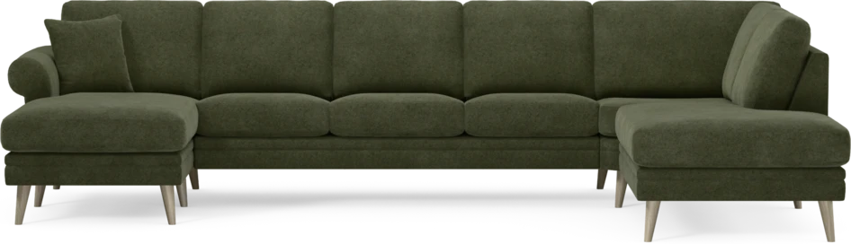 Eden - 3-sits soffa med schäslong vänster och divan höger - Grön