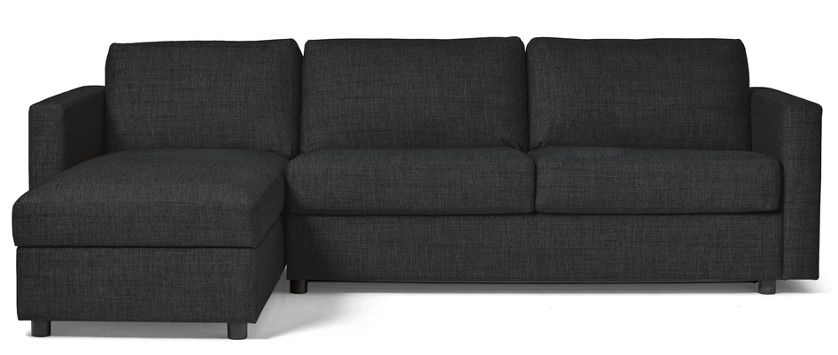 Lindö - Bäddsoffa 2,5-sits med schäslong, vändbar - Svart