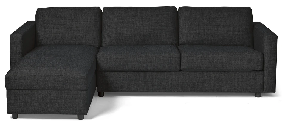 Lindö - Bäddsoffa 2,5-sits med schäslong, vändbar - Svart