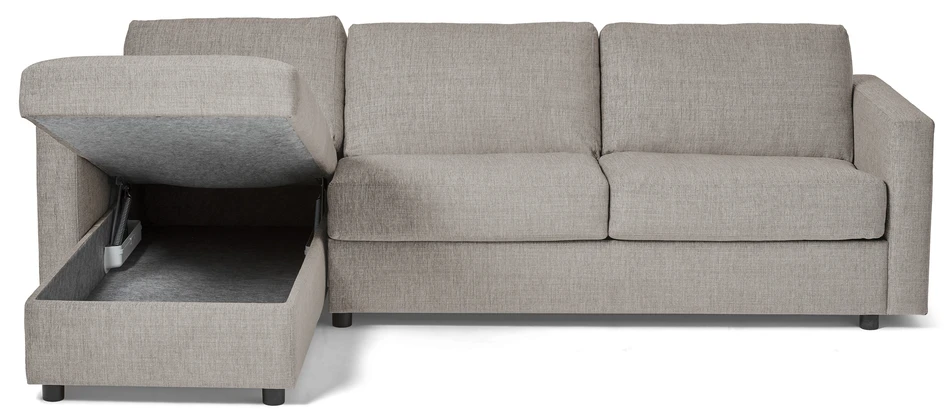 Lindö Pocket - Bäddsoffa 2,5-sits med schäslong, vändbar - Grå
