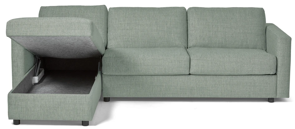 Lindö Pocket - Bäddsoffa 2,5-sits med schäslong, vändbar - Grön